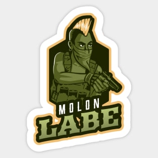 Mohawk Hairstyle Man With A Gun Sticker